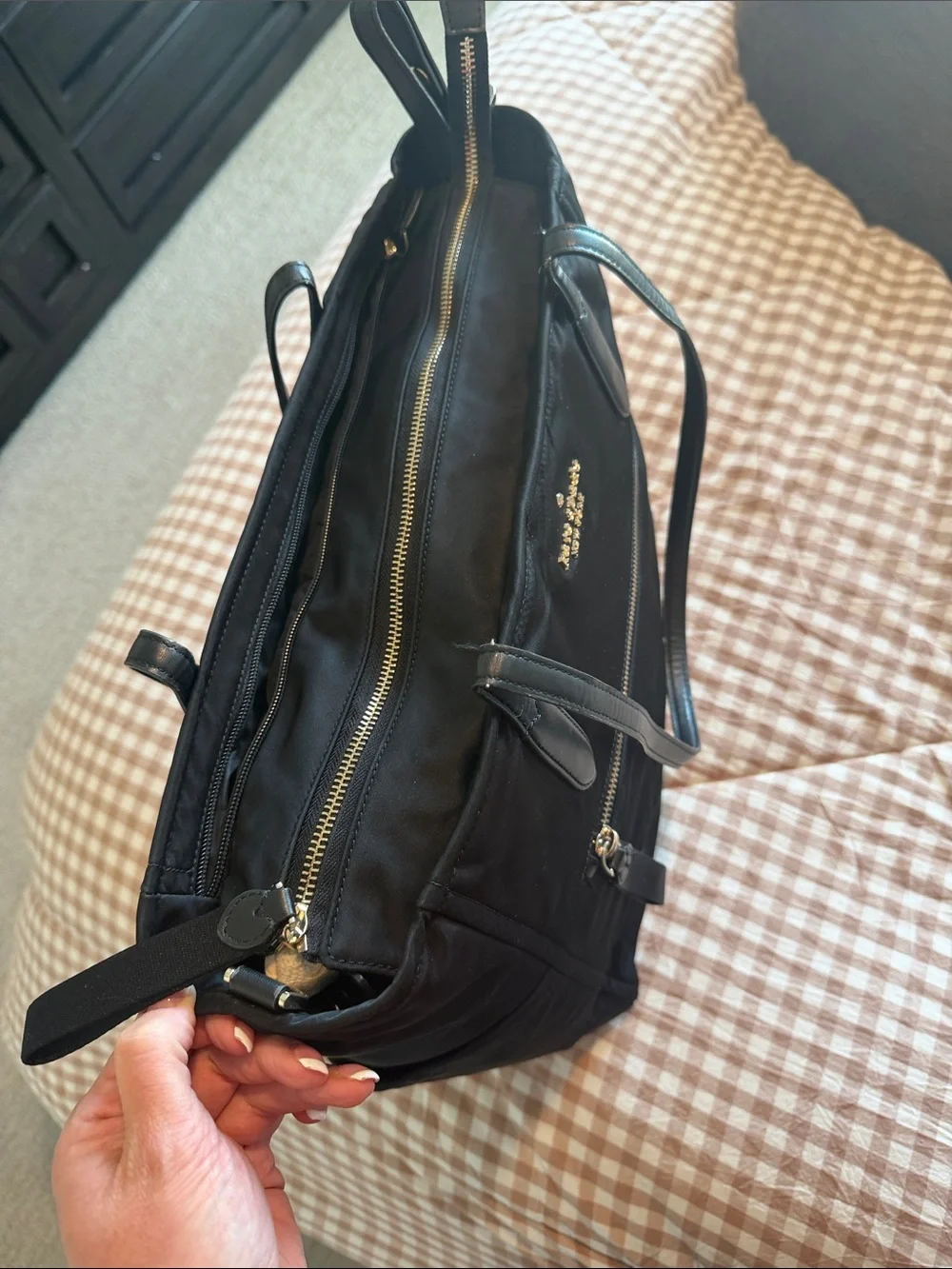 kate spade Black Nylon Tote with Front Zip Pocket